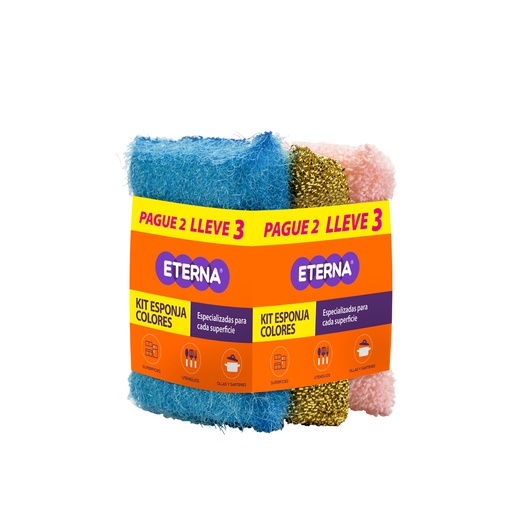 [010596] Esponjas Eterna Colores 3 Unidades