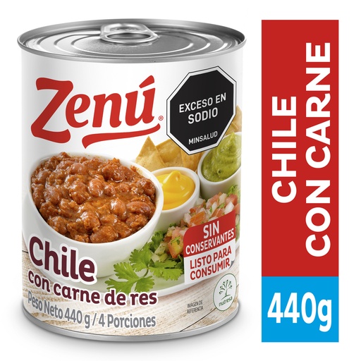 [001169] Fríjoles Zenú Chile Con Carne Lata 440Gr