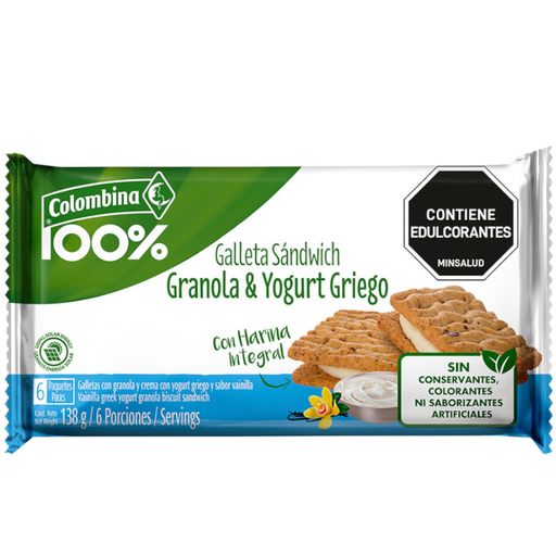 [046544] Galleta Colombina Granola&Yogurt Griego 6 Unidades 138Gr