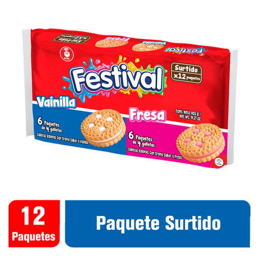 [017786] Galleta Festival Vainilla Fresa 12 Unidades