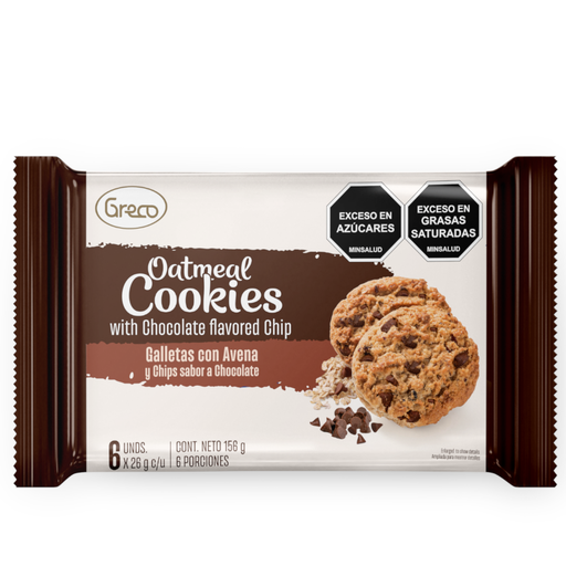 [016701] Galleta Integral Greco Avena Chocolate 6 Unidades 156Gr