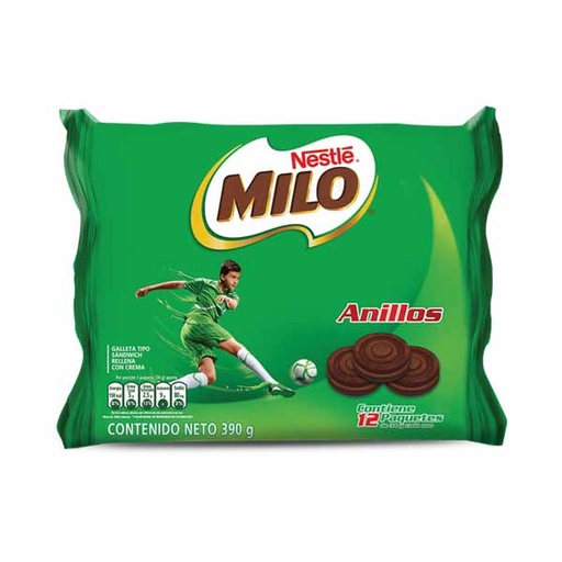 [015097] Galleta Milo Anillos 12 Paquetes 390Gr