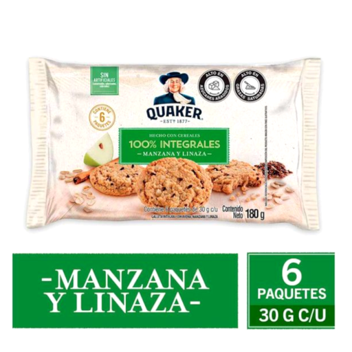 [050503] Galleta Quaker Manzana Linaza 180 Gr 6 Unidades