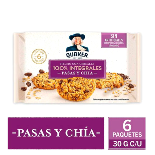 [005640] Galleta Quaker Pasas 180Gr 6 Unidades