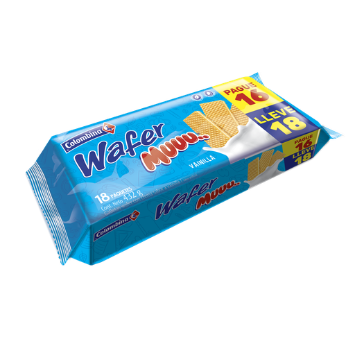 [052716] Galleta Wafer Muu Vainilla Pague 16 Lleve 18 Unidades 432Gr