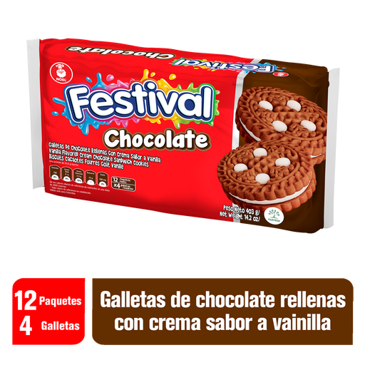 [001135] Galletas Festival Chocolate 12 Paquetes 403Gr