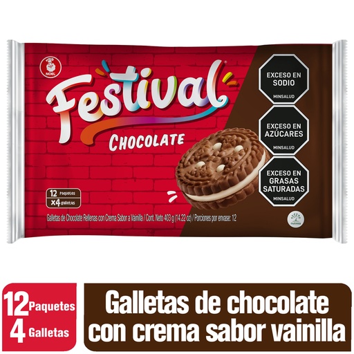 [001135] Galletas Festival Chocolate 12 Paquetes 403Gr