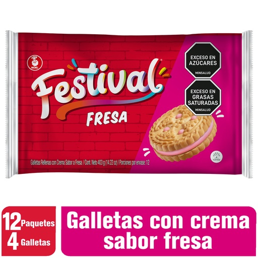 [001138] Galletas Festival Fresa 12 Paquetes 403Gr