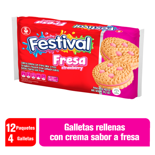 [001138] Galletas Festival Fresa 12 Paquetes 403Gr