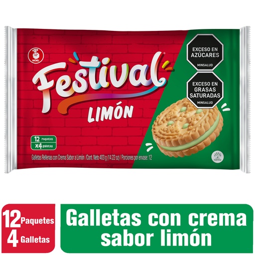 [001124] Galletas Festival Limón 12 Paquetes 403Gr