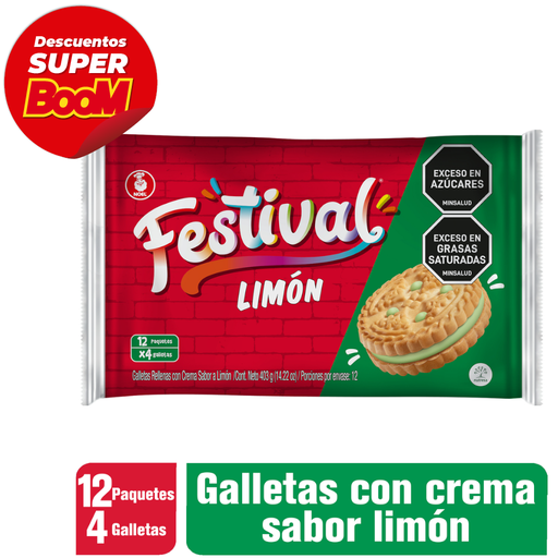 [001124] Galletas Festival Limón 12 Paquetes 403Gr