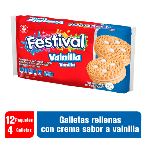 [001116] Galletas Festival Vainilla 12 Paquetes 403Gr