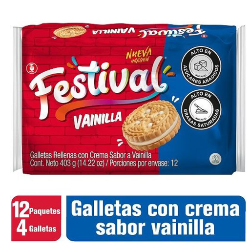 [001116] Galletas Festival Vainilla 12 Paquetes 403Gr