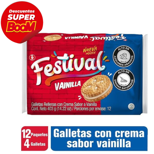 [001116] Galletas Festival Vainilla 12 Paquetes 403Gr