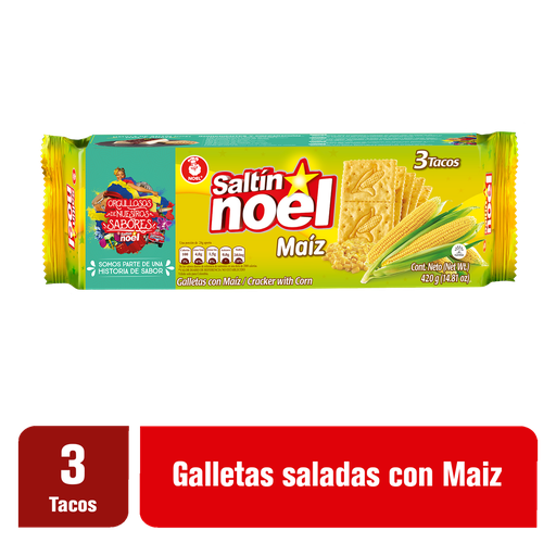 [014468] Galletas Saltín Noel Trigo Y Maíz 3 Tacos 420Gr