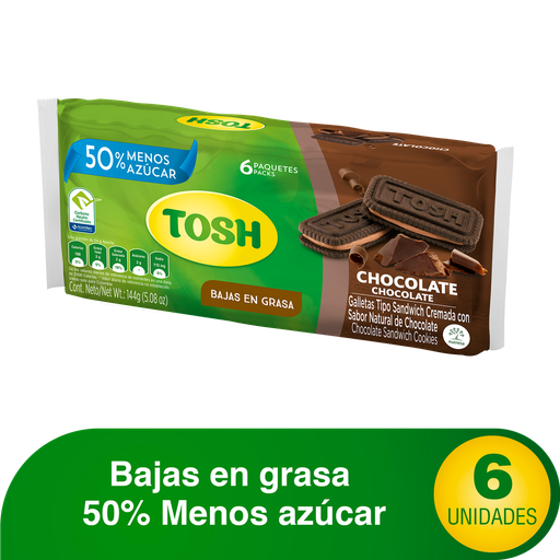 [001095] Galletas Tosh Chocolate 6 Paquetes 144Gr