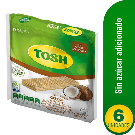 [048023] Galletas Tosh Coco Sin Azúcar 6 Unidades 162Gr