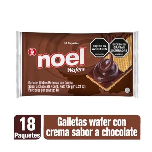 [001156] Galletas Wafers Noel Chocolate 18 Paquetes 432Gr