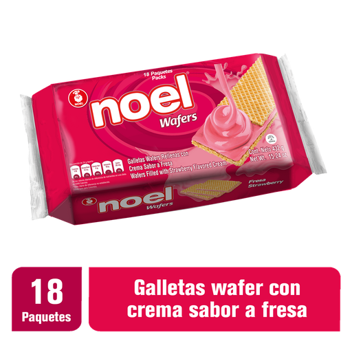 [001154] Galletas Wafers Noel Fresa 18 Paquetes 432Gr