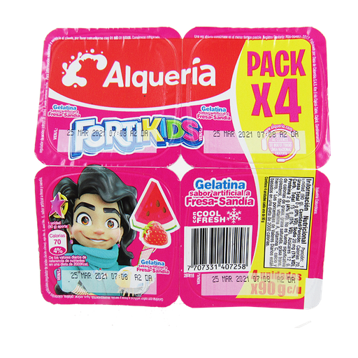 [052194] Gelatina Fortikids Sandía Fresa 90Gr 4 Unidades