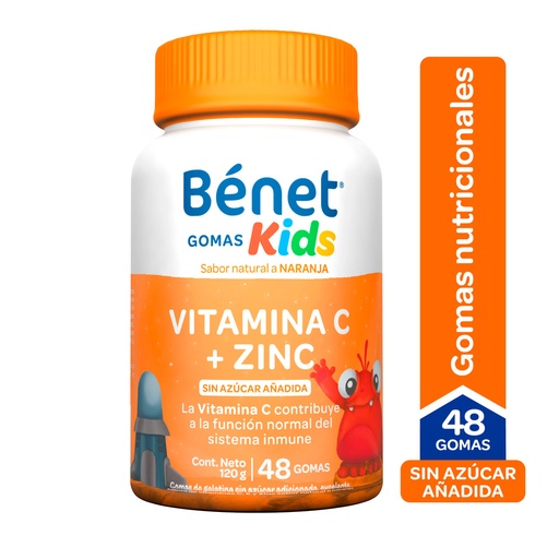 [054943] Gomas Bénet Kids Vitamina C + Zinc Sin Azúcar Añadida 48 Gomas 120Gr