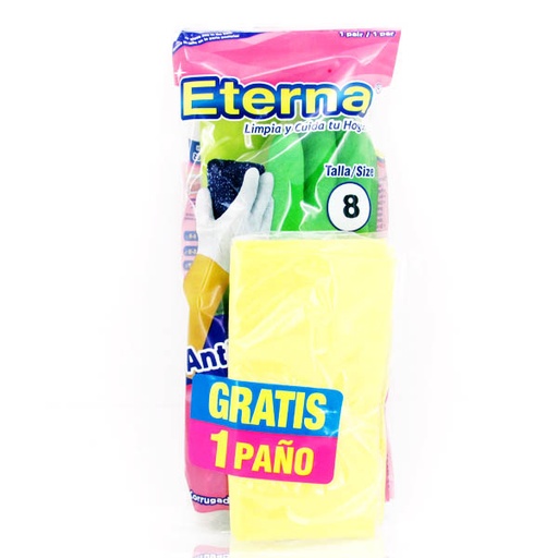 [010344] Guantes Eterna Antideslizante Multitareas Talla 8 Gratis Paño