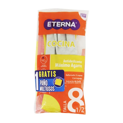 [010407] Guantes Eterna Máximo Agarre Talla 8.5 + Paño Multiusos