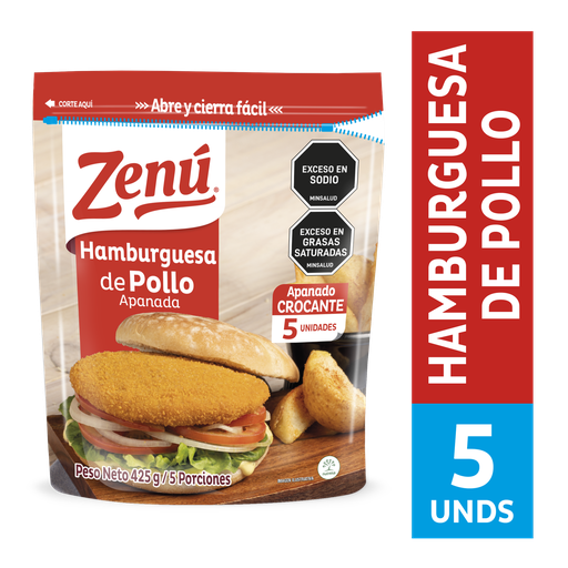 [013433] Hamburguesa Pollo Apanada Zenú 425Gr