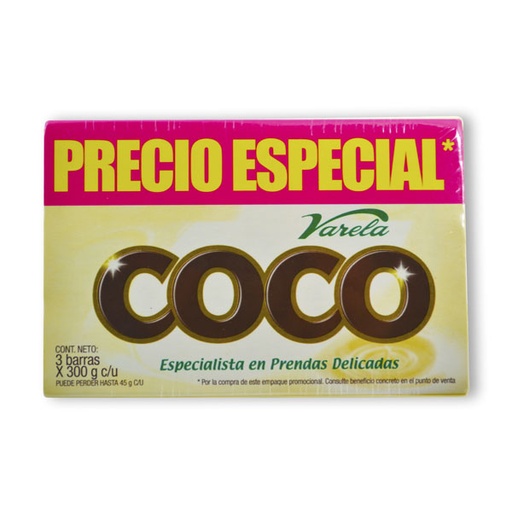 [011260] Jabón Coco Varela 3 Unidades 900Gr