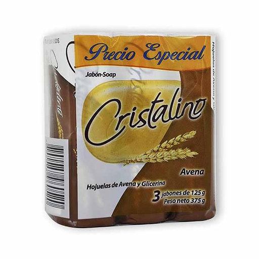 [009199] Jabón Cristalino Hojuelas Avena Glicerina 3 Unidades 375Gr