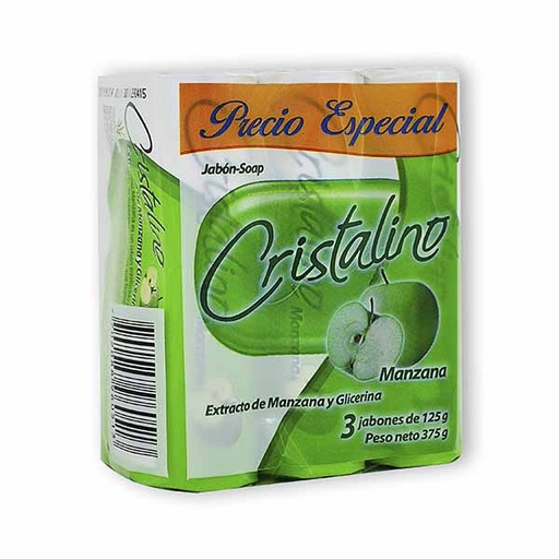 [009200] Jabón Cristalino Manzana 3 Unidades 375Gr