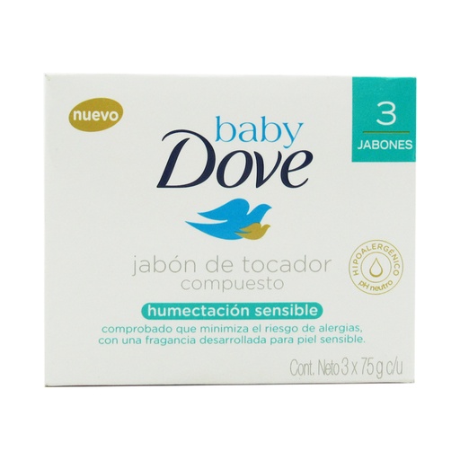 [046628] Jabón Dove Baby Humectacion Sensible 3 Unidades 225Gr