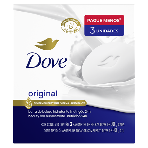 [006166] Jabón Dove Cremoso Blanco 90Gr 3 Unidades