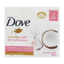 Jabón Dove Leche De Coco 3 Unidades 270Gr