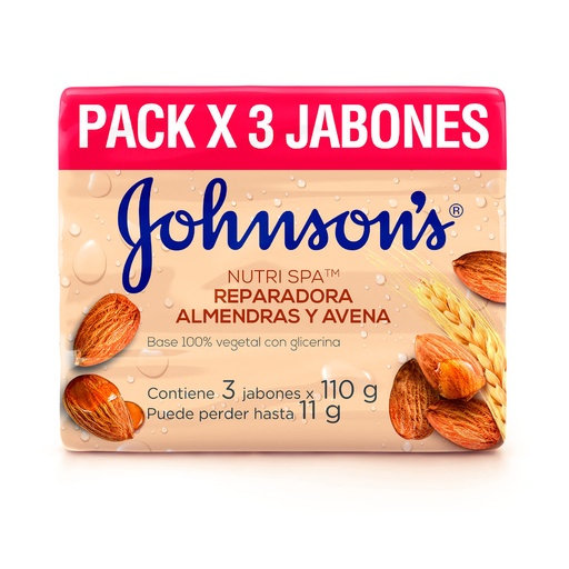 [051167] Jabón Johnson & Johnson Nutri Spa Reparadora Almendras y Avena 3 Unidades 330Gr