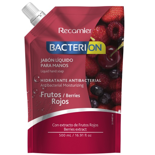 [047454] Jabón Liquido Bacterion Frutos Rojos Doypak 500Ml