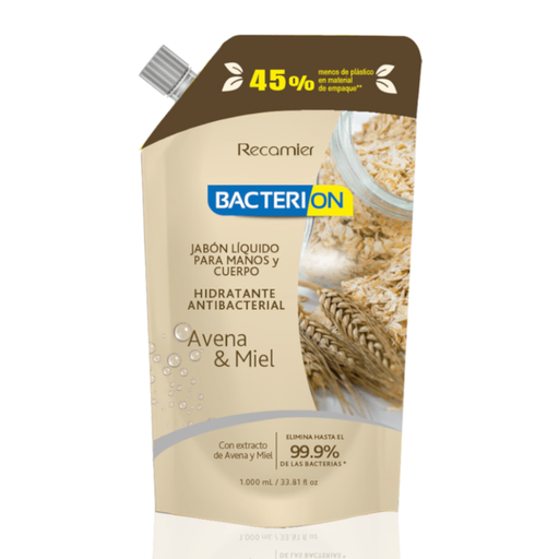 [018348] Jabón Liquido Manos Bacterion Avena Miel 1000Ml