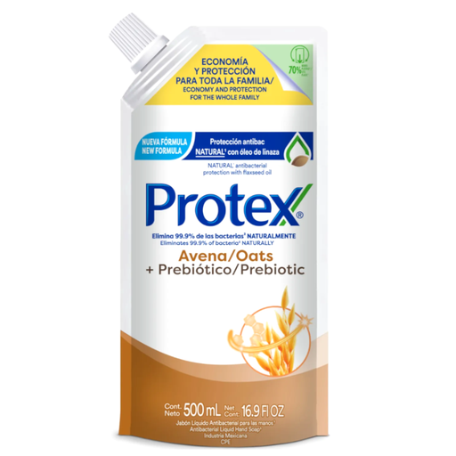 [014837] Jabón Liquido Manos Protex Avena Doypack Repuesto 500Ml