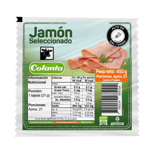 [053205] Jamón Colanta Seleccionado 450Gr