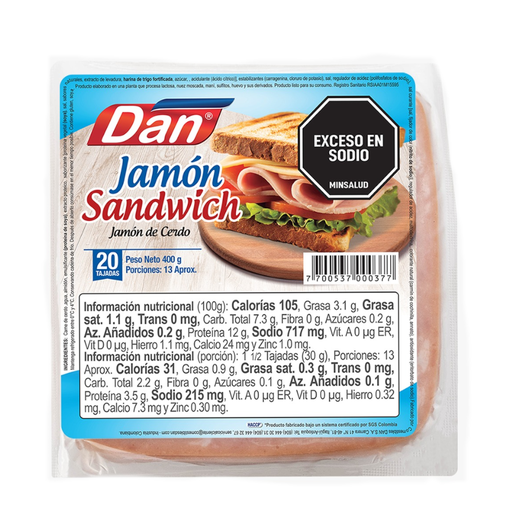 [016513] Jamón Sandwich De Cerdo Dan 400Gr