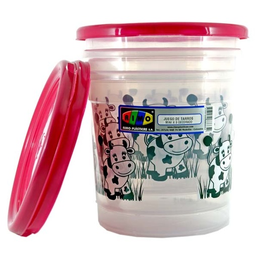 [010510] Juego Tarros Mini Rimo Decorado 3 Unidades