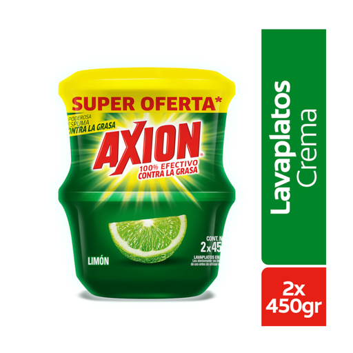 [042854] Lavaplatos Axion Limón Crema 450Gr 2 Unidades