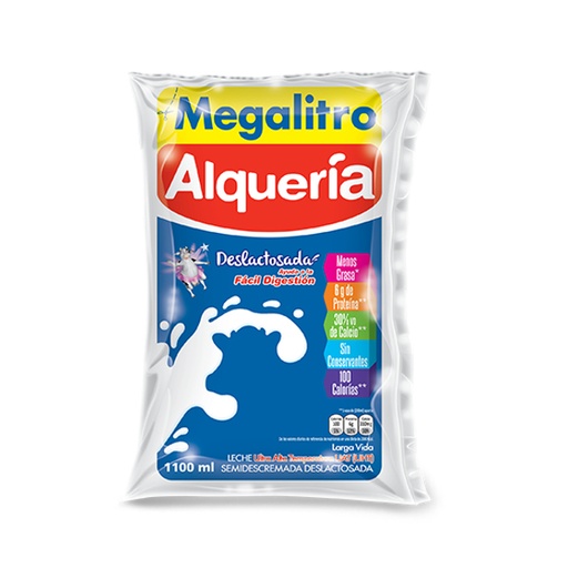 [010412] Leche Deslactosada Alquería Bolsa 1100Ml