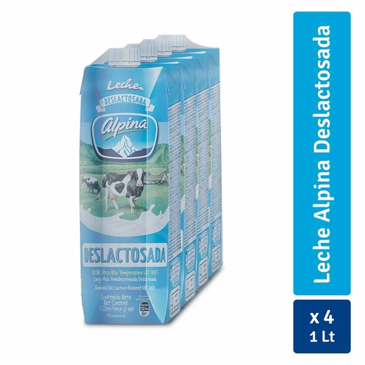 [011155] Leche UHT Alpina Deslactosada Tetrapack 4 Unidades 4000Ml