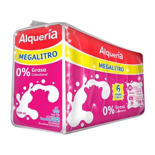 [007038] Leche UHT Alquería Descremada 0%Grasa 6 Unidades 6600Ml