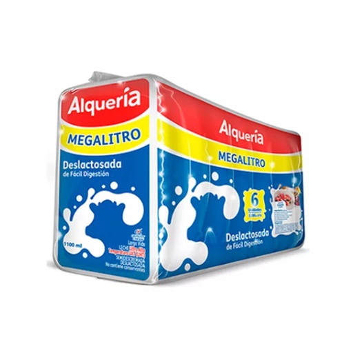 [007042] Leche UHT Alquería Deslactosada Semidescremada 6 Unidades 6600Ml
