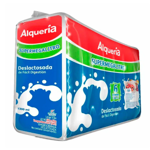 [012267] Leche UHT Alquería Deslactosada Semidescremada 6 Unidades 7800Ml