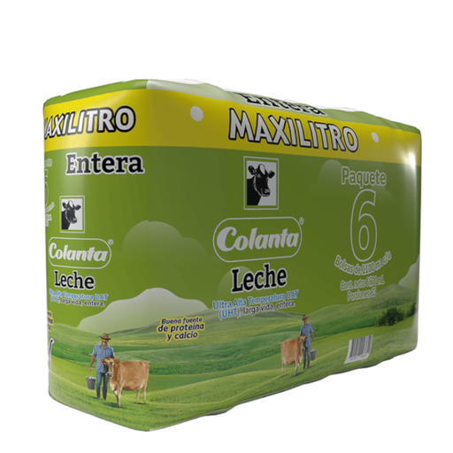 [008438] Leche UHT Colanta Entera Bolsa 6 Unidades 6600Ml
