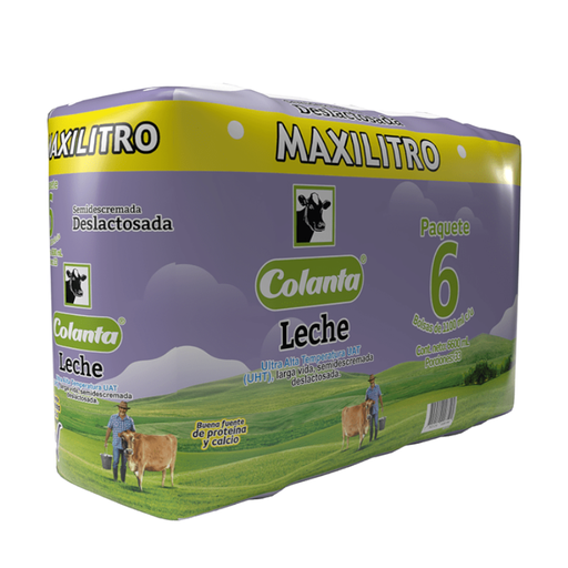 [009284] Leche UHT Colanta Semidescremada Deslactosada 6 Unidades 6600Ml