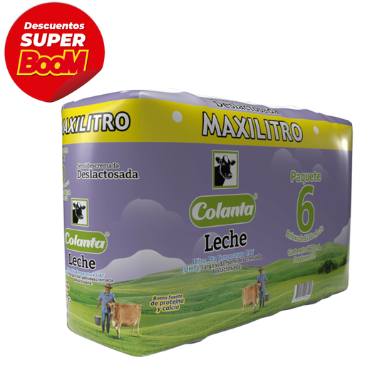 [009284] Leche UHT Colanta Semidescremada Deslactosada 6 Unidades 6600Ml